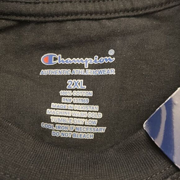 Champion black short sleeve no pocket cotton tee Size XXL New - Picture 8 of 8